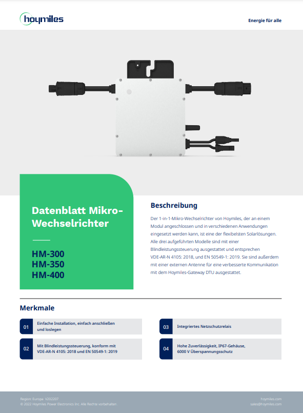 Balkonkraftwerk Hoymiles HM-300 Watt 385Wp Solarmodul