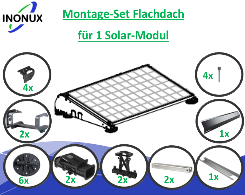Montage-Set für 1 Solarmodul Flachdach