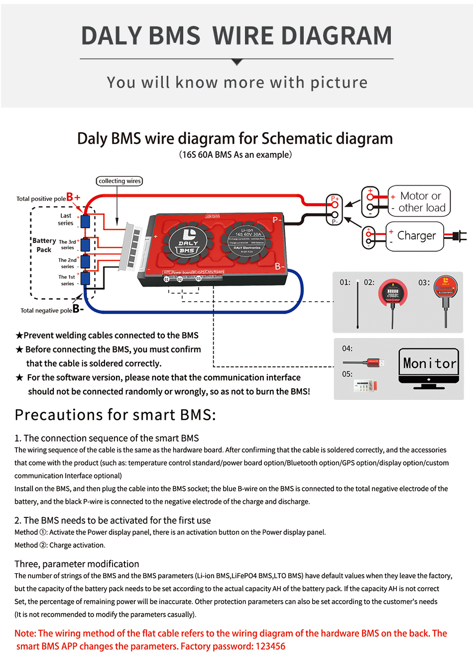 Daly Smart BMS 48V 16S 250A LiFePO4 mit Bluetooth mit Lüfter