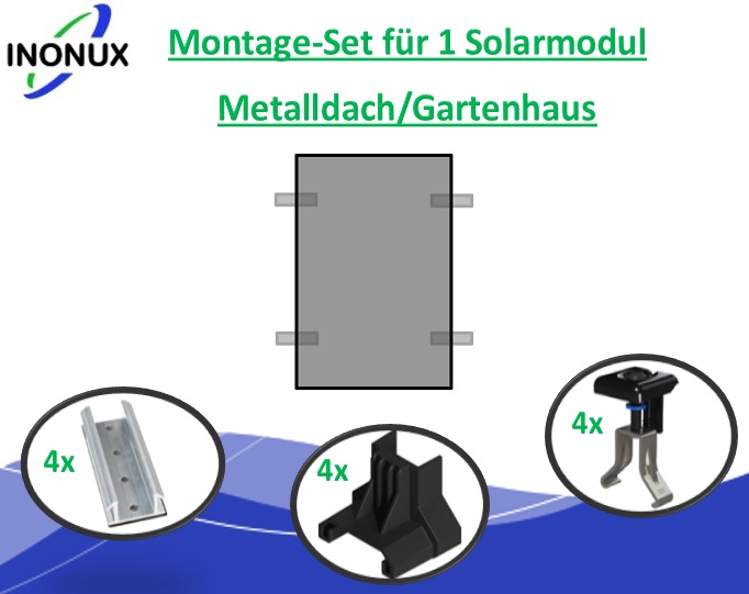 Montage-Set für 1 Solarmodul Metalldach/Gartenhaus